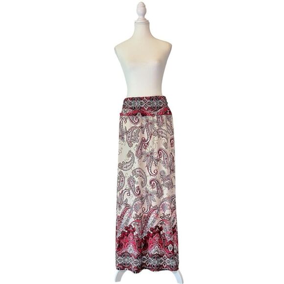 Paisley Floral Stretchy Jersey Pull on Maxi Skirt Plus Size 18/20W - Picture 1 of 6